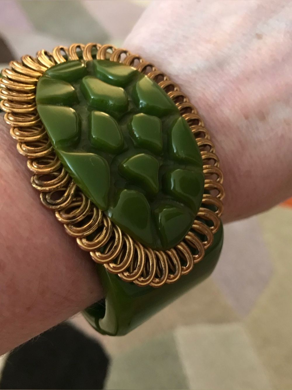 Vintage Carved Bakelite Clamper Bracelet